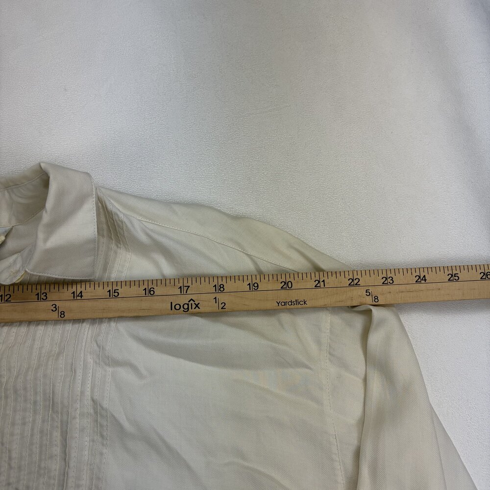 Rafaella Cream Pintuck Button-Down Blouse Size 10 - Picture 9 of 11